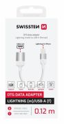 Swissten OTG adapter, textil, lightning (male)/USB-A (female), 0,12m, fehr