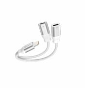 Swissten audio s tltadapter, textil, lightning (male)/2xlightning (female), 0,12m, fehr