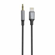 Swissten textil audio adapter lightning (male)/3,5mm Jack (male), 1,5m, fekete
