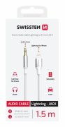 Swissten textil audio adapter lightning (male)/3,5mm Jack (male), 1,5m, fehr
