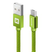 Swissten adat- s tltkbel textil bevonattal, USB/mikro USB, 0,2 m zld