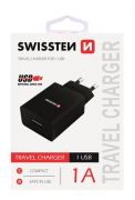 Swissten hlzati tlt adapter, 1 USB port, 1 A, fekete