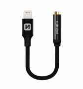 Swissten audio adapter textil bevonattal, lightning to Jack (3,5mm), 15 cm, fekete